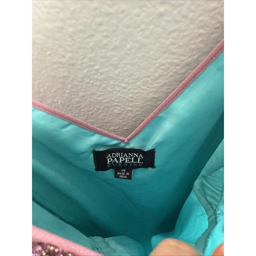 NWT VTG Adrianna Papell Purple/Teal Y2K Fairy Mermaid Silk Beaded Dress Sz 14 - Picture 13 of 15